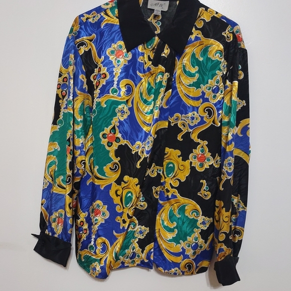 Stunning Vtg AP ltd Multicolor Long Sleeves Blouse Size 10 - Picture 16 of 16